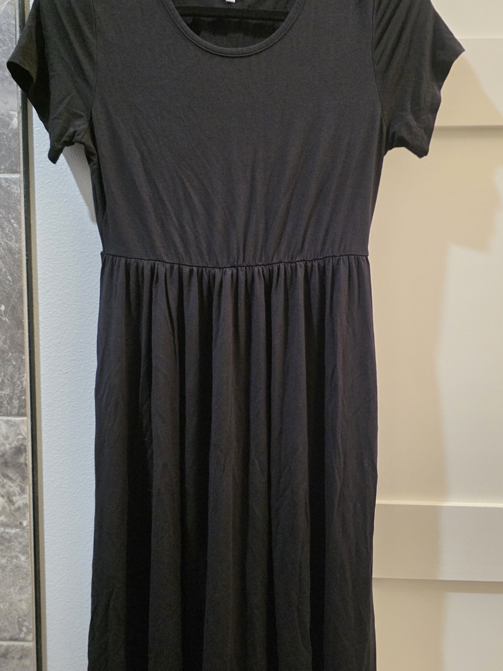 Girls Black Short-Sleeve Jersey Dress